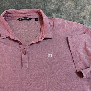 Travis Mathew red striped polo pima cotton poly breathable performance golf XXL
